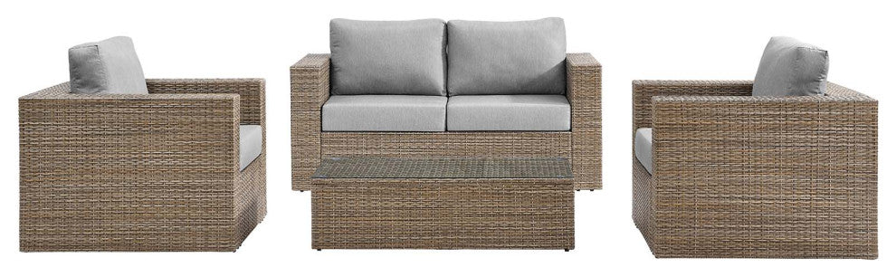 Convene Outdoor Patio Outdoor Patio 4-Piece Furniture Set, Cappuccino Gray