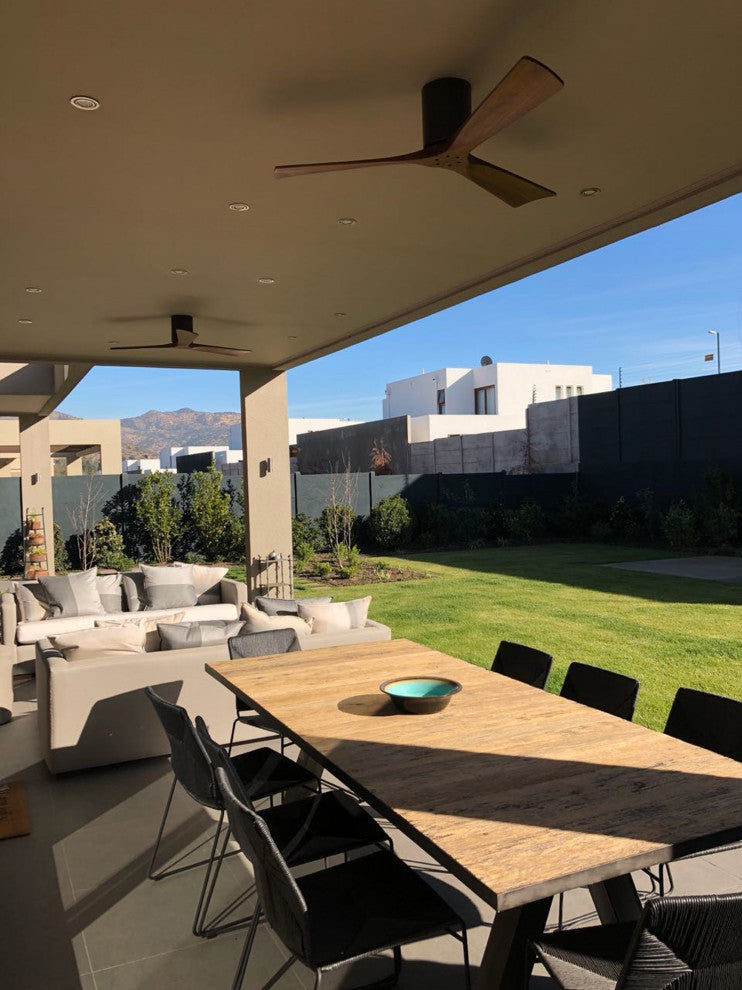 Irene-3 52" Hugger Ceiling Fan, Textured Bronze With Walnut Blades