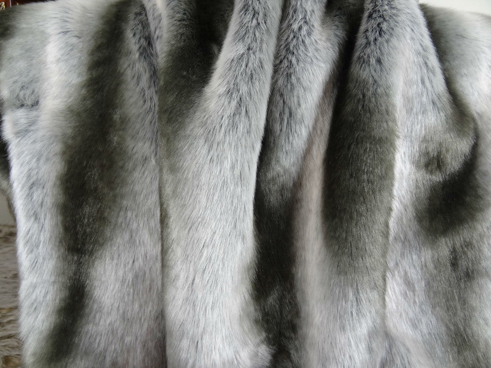 Plutus Gray Chinchilla Faux Fur Handmade Throw, 60"x96"
