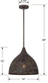 Crystorama Lighting Group JAS-A5010 Jasmine 14"W Pendant - Forged Bronze