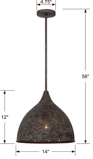 Crystorama Lighting Group JAS-A5010 Jasmine 14"W Pendant - Forged Bronze