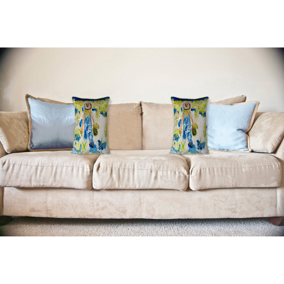Betsy Drake Garden Girl Large Indoor/Outdoor Pillow 16x20