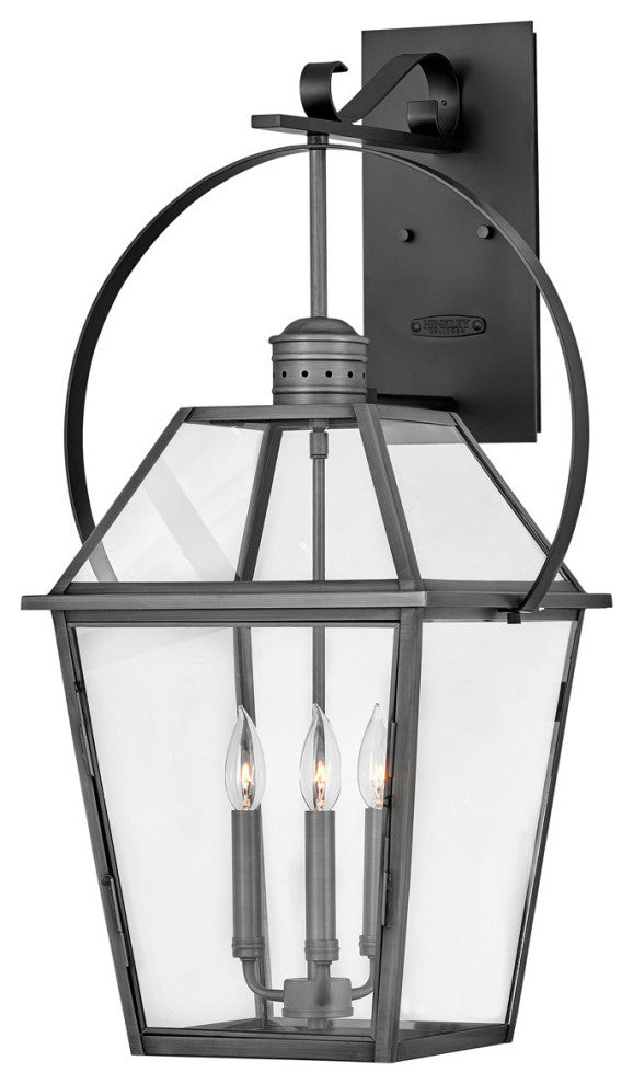 Hinkley Nouvelle Large Wall Mount Lantern, Blackened Brass
