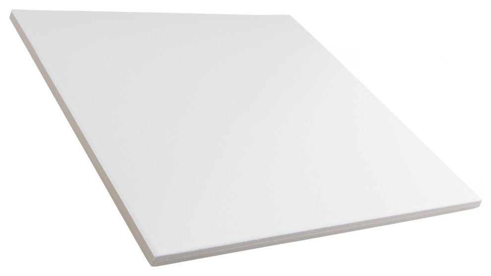 Textile Basic White Encaustic Porcelain Floor and Wall Tile, Plain