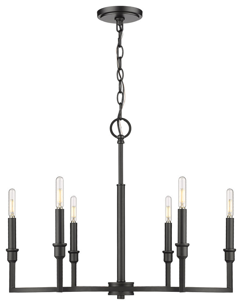 Golden Lighting 8209-6 Ellyn 6 Light 27"W Taper Candle Chandelier - Matte Black