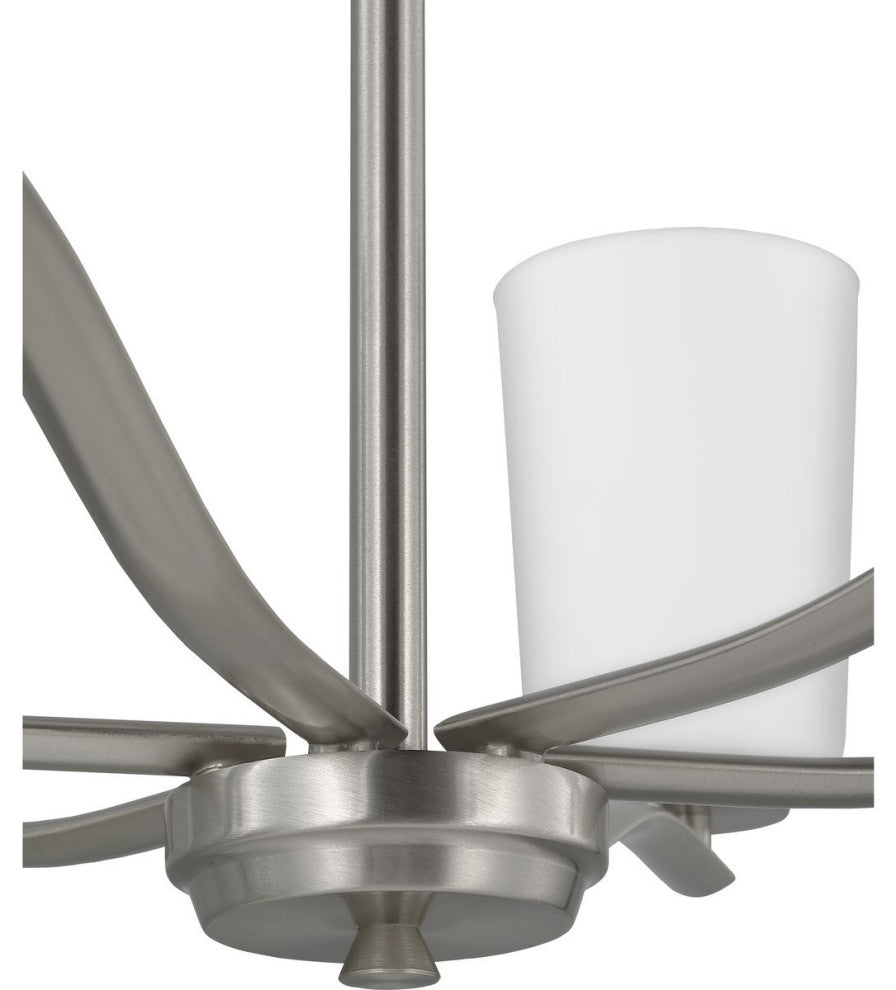 Adley Collection Nine-Light Brushed Nickel Etched White Opal Glass Chandelier
