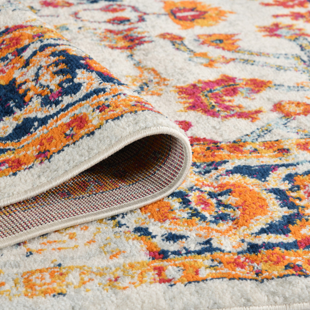 Alessana Cochise Bordered Area Rug, Orange, 2'6"x10'3"