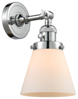 Small Cone 1-Light Sconce, Polished Chrome, Glass: Matte White Cased