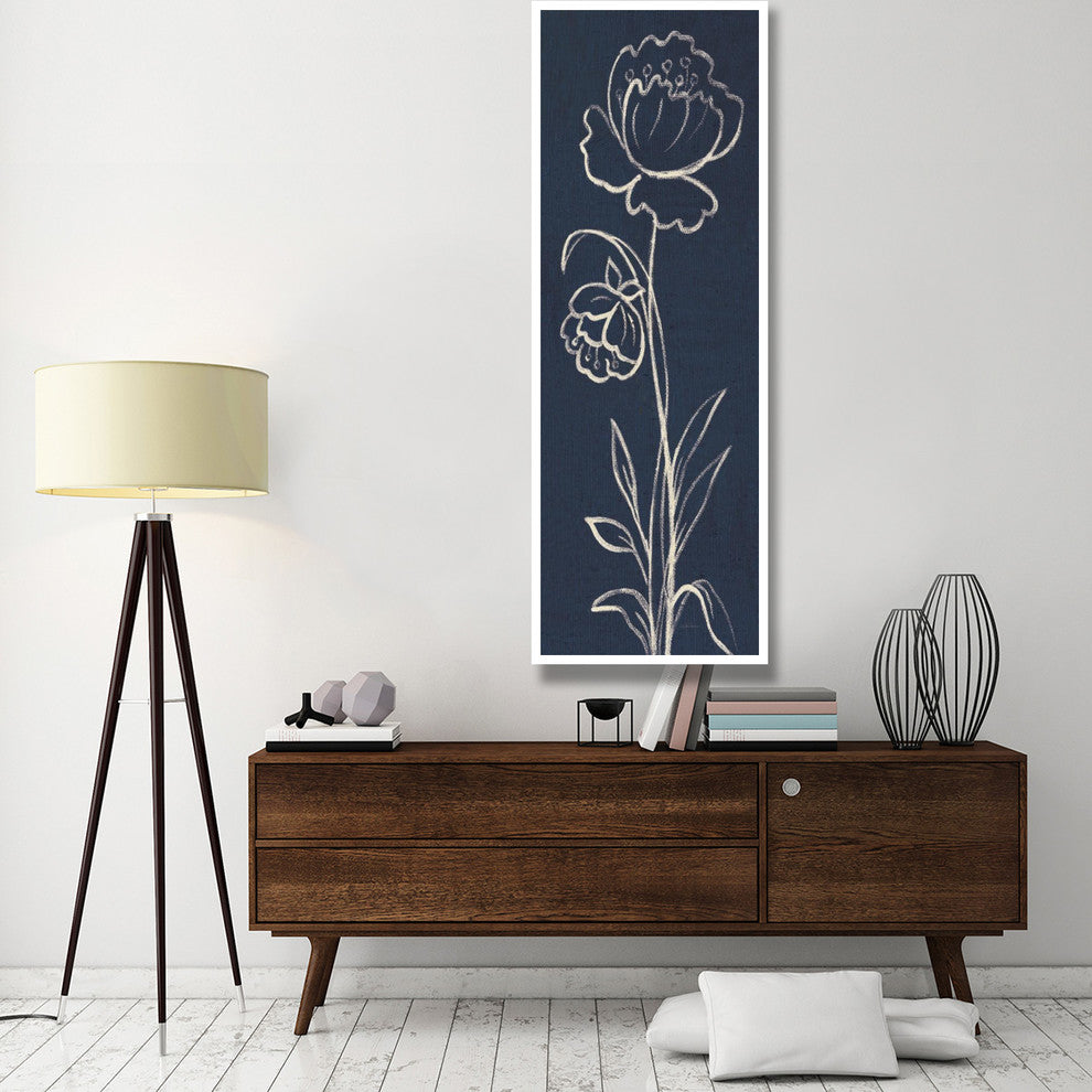 "Indigo Floral II" Digital Paper Print by Silvia Vassileva, 26"x74"
