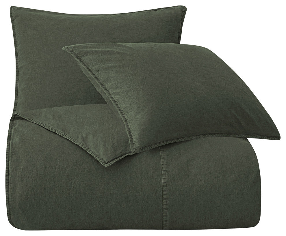 Stonewashed Cotton Canvas Duvet Cover Set, 3PC, Duffle Bag, Super Queen