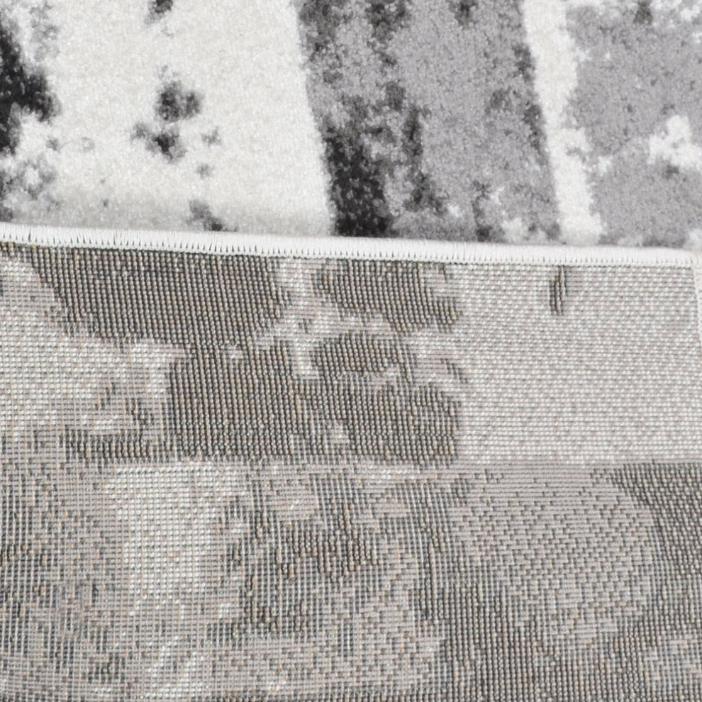 MACHINE MADE HEATSET POLYPROPYLENE AREA RUGS -Silver Color,Abstract Design, [Runner] 3'2''x10'