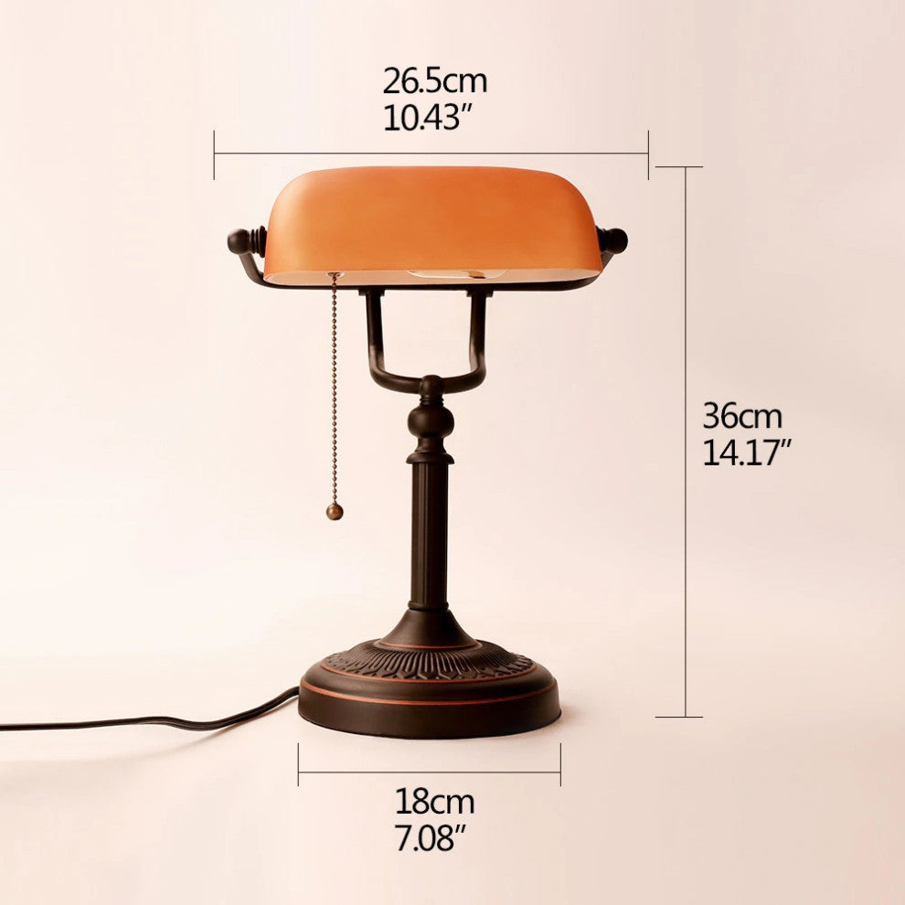 Classical vintage banker reading lamp for bedroom, study room, Orange
