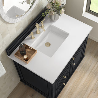 Lorelai 36" Single Vanity, Black Onyx, 3 CM White Zeus Top