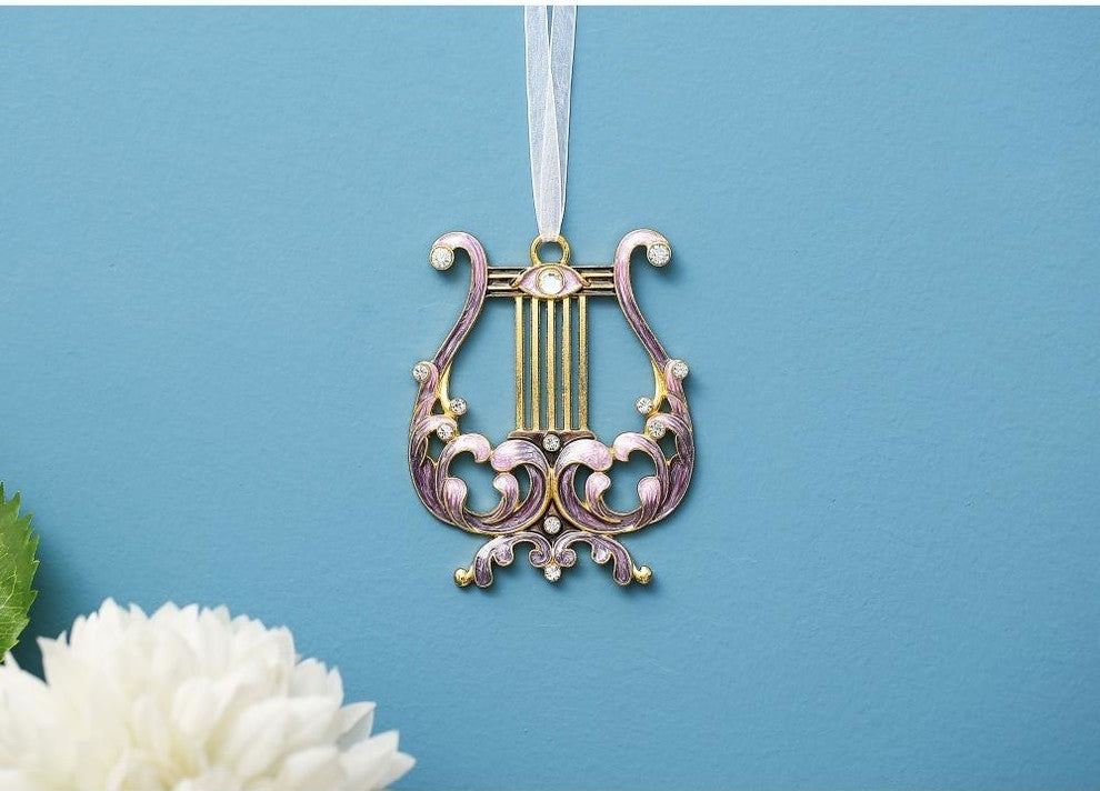 Traditional Ancient Harp Hanging Ornament Pewter Classic Wall Decor