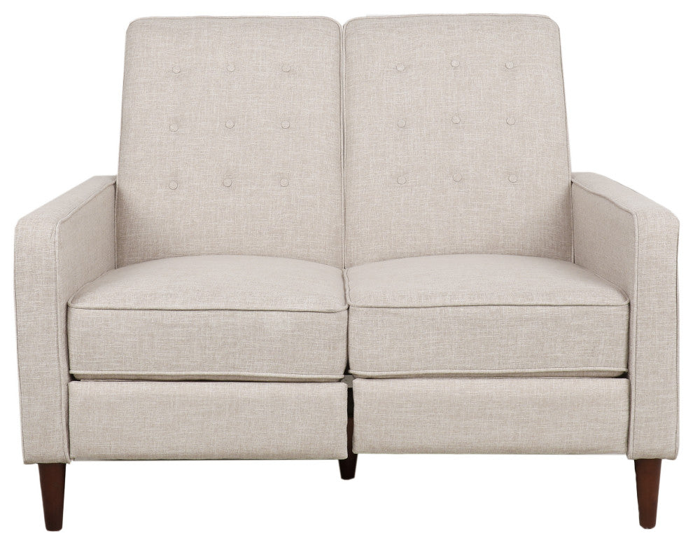 Manville Tufted Loveseat Pushback Recliner, Wheat/Dark Espresso, Fabric