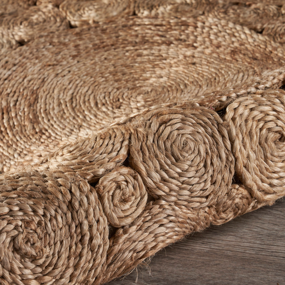 Dazzling Concentric Boutique Organic Jute Rug, 6' Round