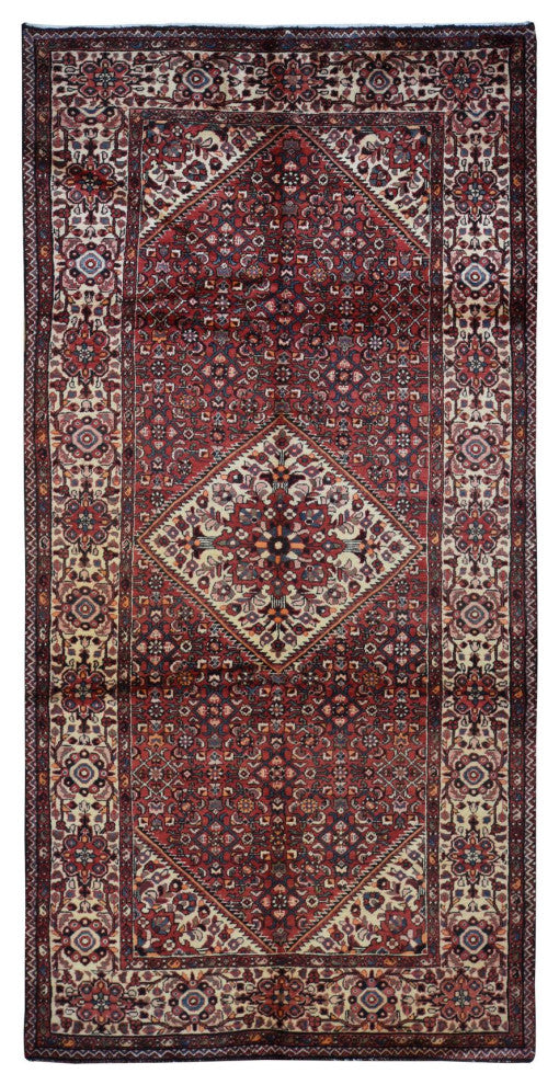 Red New Persian Bakhtiari Pure Wool Hand Knotted Runner Rug 5'3" x 11'