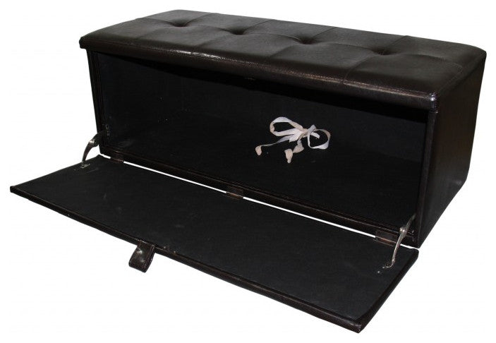 Brown Faux Leather Storage Bench