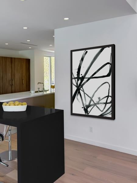 "Black Strokes" Framed Painting Print, 24"x36"