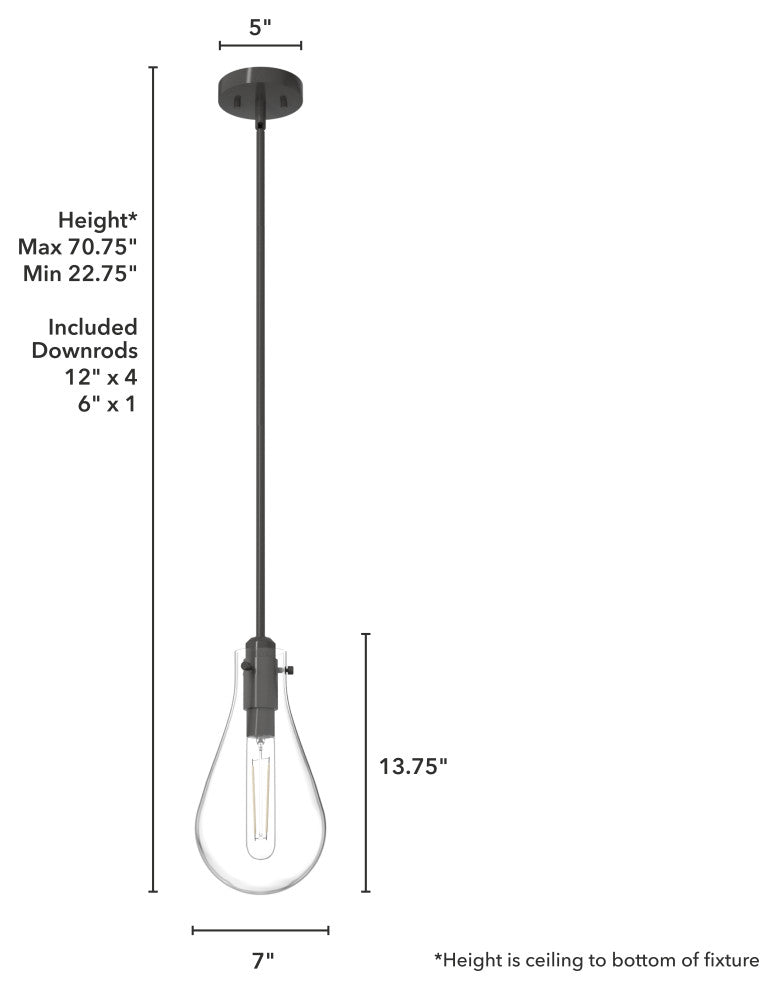 Hunter 7" Lundin Noble Bronze 1 Light Pendant Ceiling Light