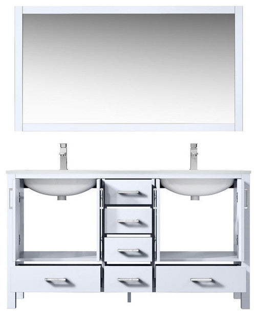 Jacques 60" White Double Sink Vanity Set with White Carrara Marble Top
