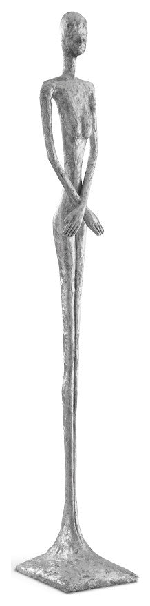 Skinny Female Sculpture, Silver Leaf