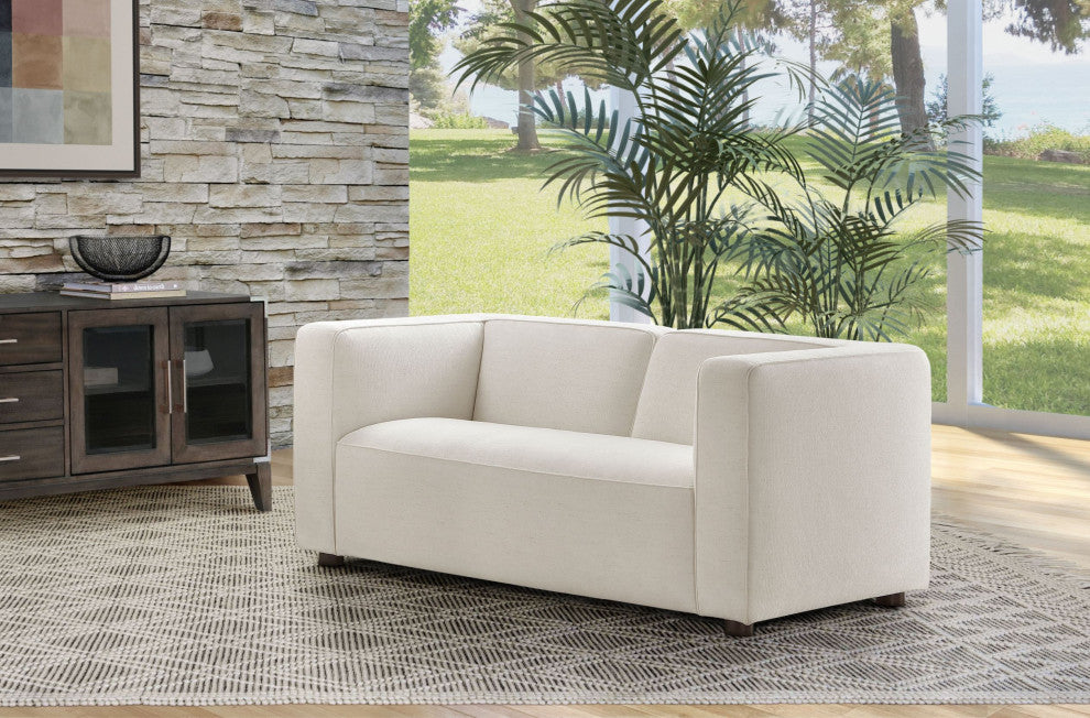 Kyle Stain-Resistant Fabric Loveseat, Cream