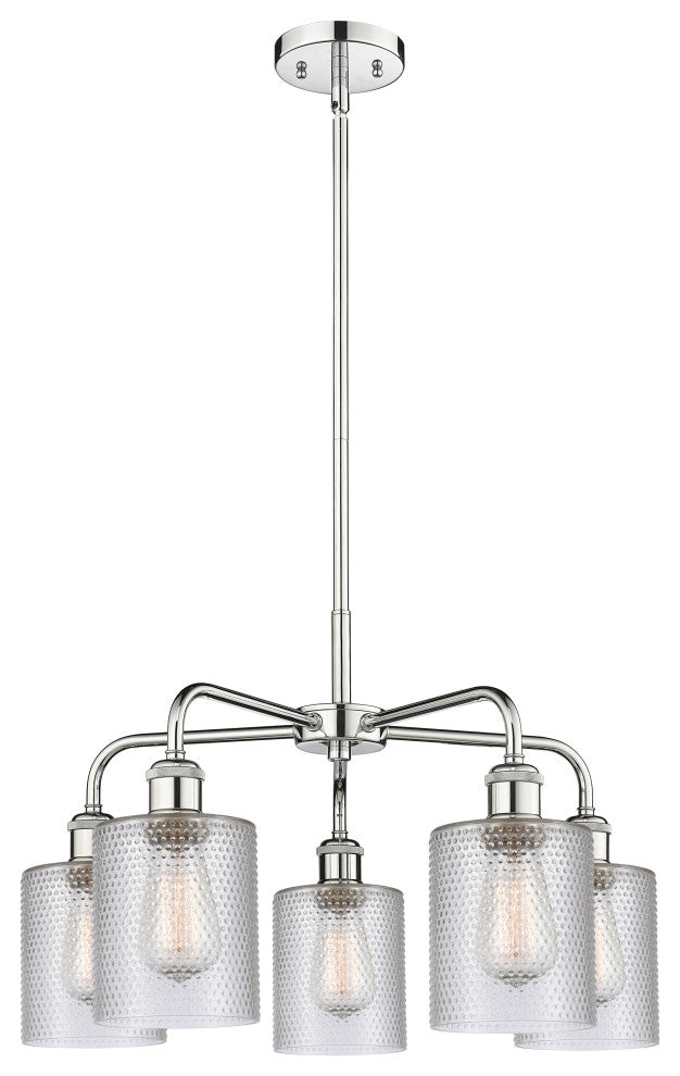 Cobbleskill 5-Light 23" Stem Chandelier, Polished Chrome Finish, Clear Shade