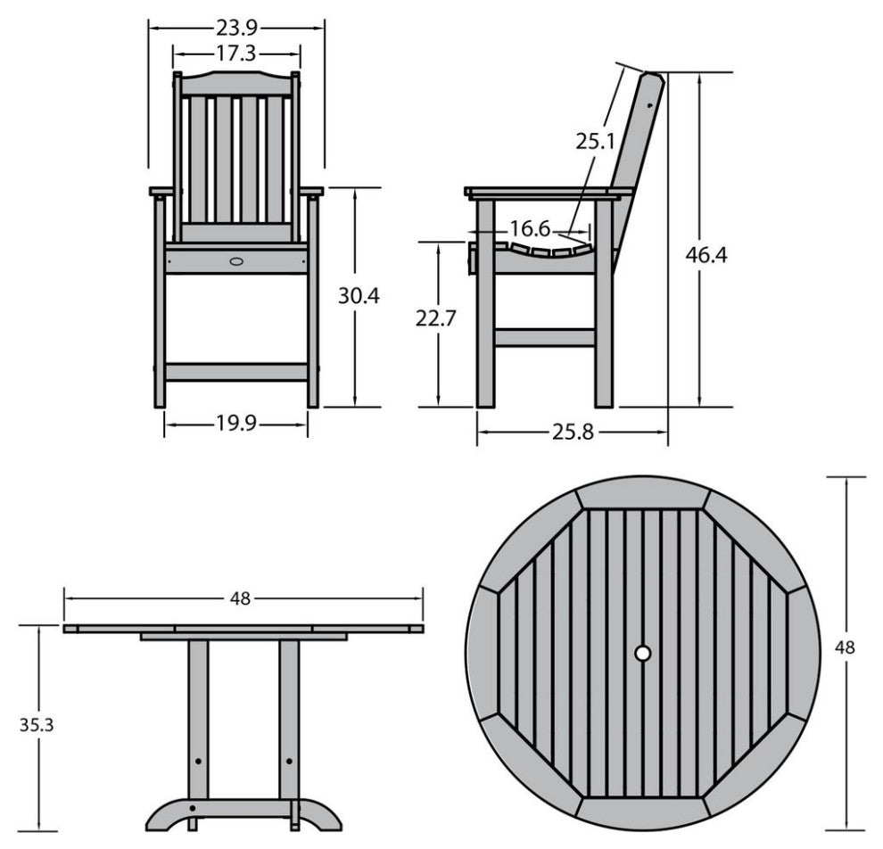 Springville 5-Piece Round Counter Dining Set, Weathered Acorn, Harbor Gray