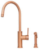Akicon One-Handle Copper Widespread Kitchen Faucet, Side Sprayer, Copper