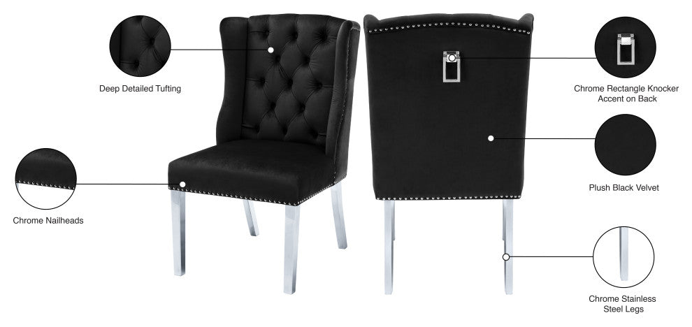 Suri Velvet Upholstered Dining Chair, Black