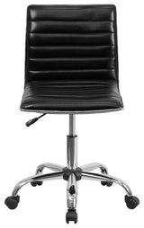 Low Back Designer Armless Ribbed Swivel Task Office Chair, Black