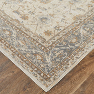 Neoma Traditional Bordered, Tan/Ivory/Gray, 7'9"x7'9" Round Rug