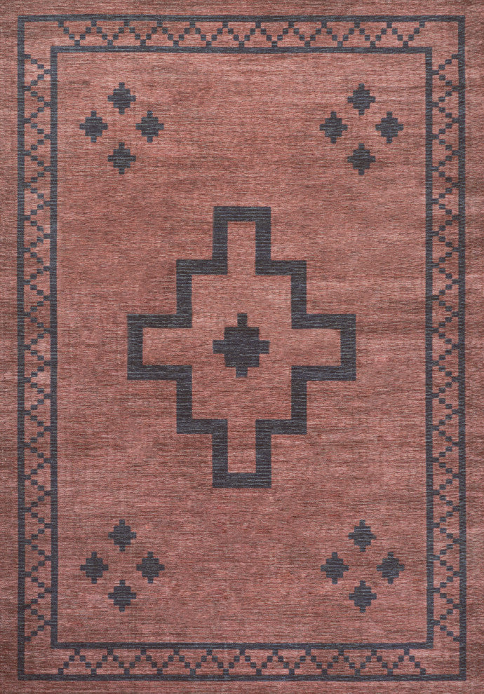 Korsa Geometric Medallion Machine-Washable Area Rug, 4x6