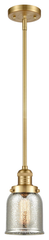 Small Bell 1 Light Mini Pendant, Satin Gold, Silver Plated Mercury