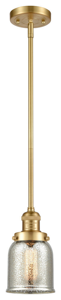 Small Bell 1 Light Mini Pendant, Satin Gold, Silver Plated Mercury