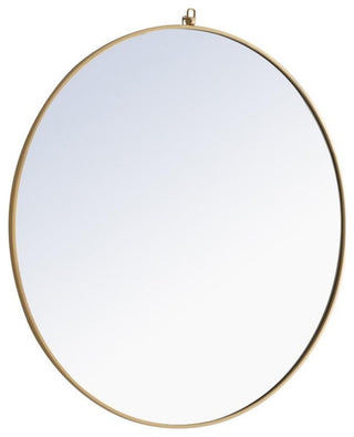 Elegant Decor Rowan 48" Round Metal Frame Hooked Mirror in Brass