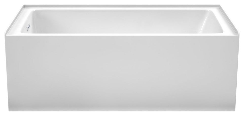 60x32" Alcove Bathtub, White, Left-Hand Drain, Overflow Trim, White
