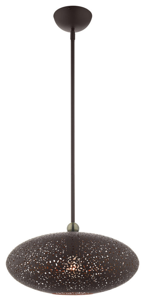 Livex Lighting Charlton 1 Light Bronze With Antique Brass Accents Medium Pendant
