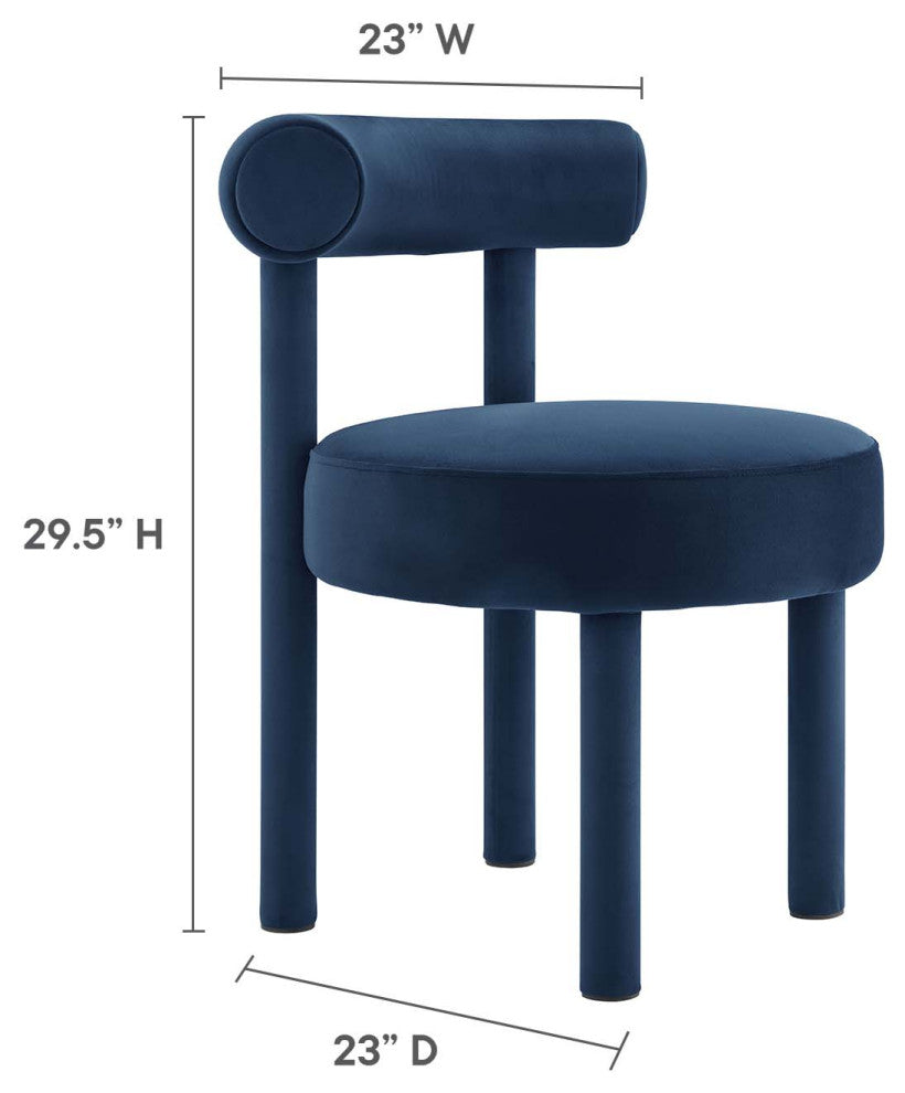 Toulouse Performance Velvet Dining Chair, Set of 2, Midnight Blue