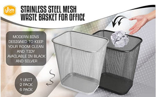 YBM Home Steel Mesh Rectangular Open Top Waste Basket Bin Trash Can 8x12x12"
