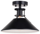 Canton 11.5" Semi-Flush Mount Black and Matte White