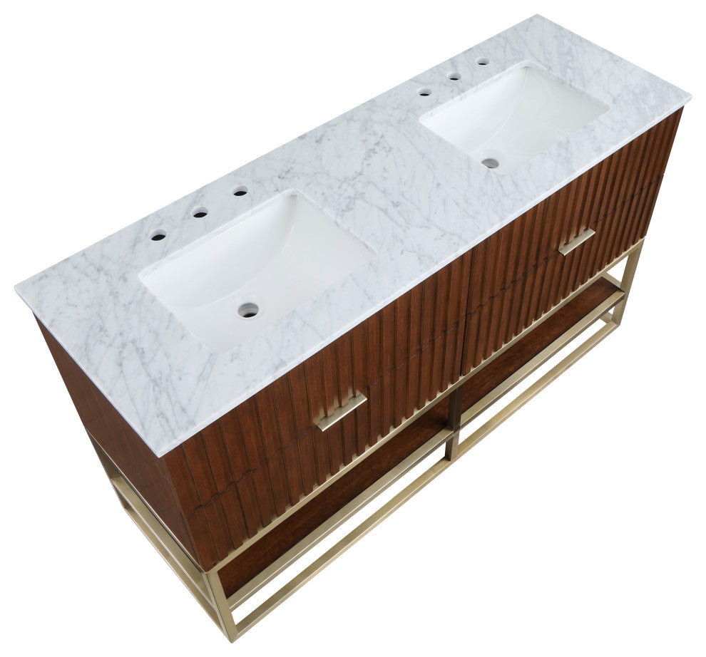 Monad Bathroom Vanity, Walnut, 60" Wide