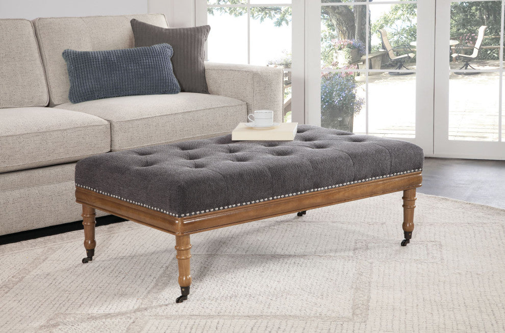 Grafton Home Woodland Upholstered Tufted Bench, Lead
