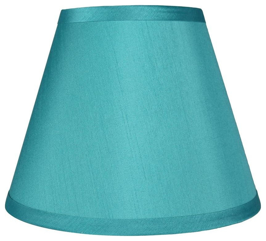 Hardback Faux Silk Coolie Lamp Shade, 5x9x7", Cream, Teal Silk, Single