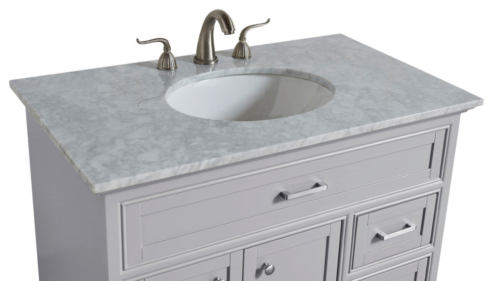 Amber Single Bathroom Vanity, Blue, Light Grey, 36"