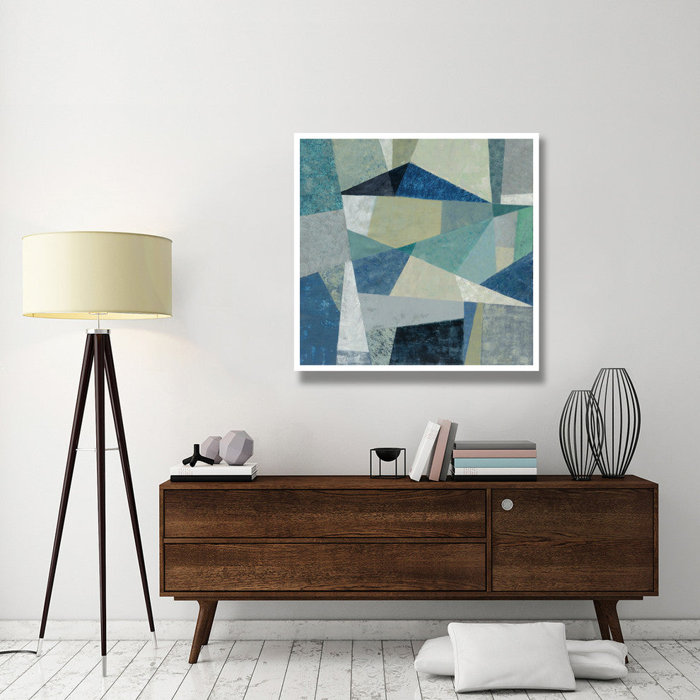 "Indigo Geo Metric" Digital Paper Print by Silvia Vassileva, 42"x42"