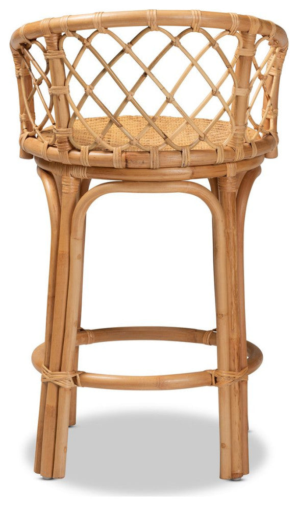 Orchard Modern Bohemian Natural Brown Rattan Counter Stool