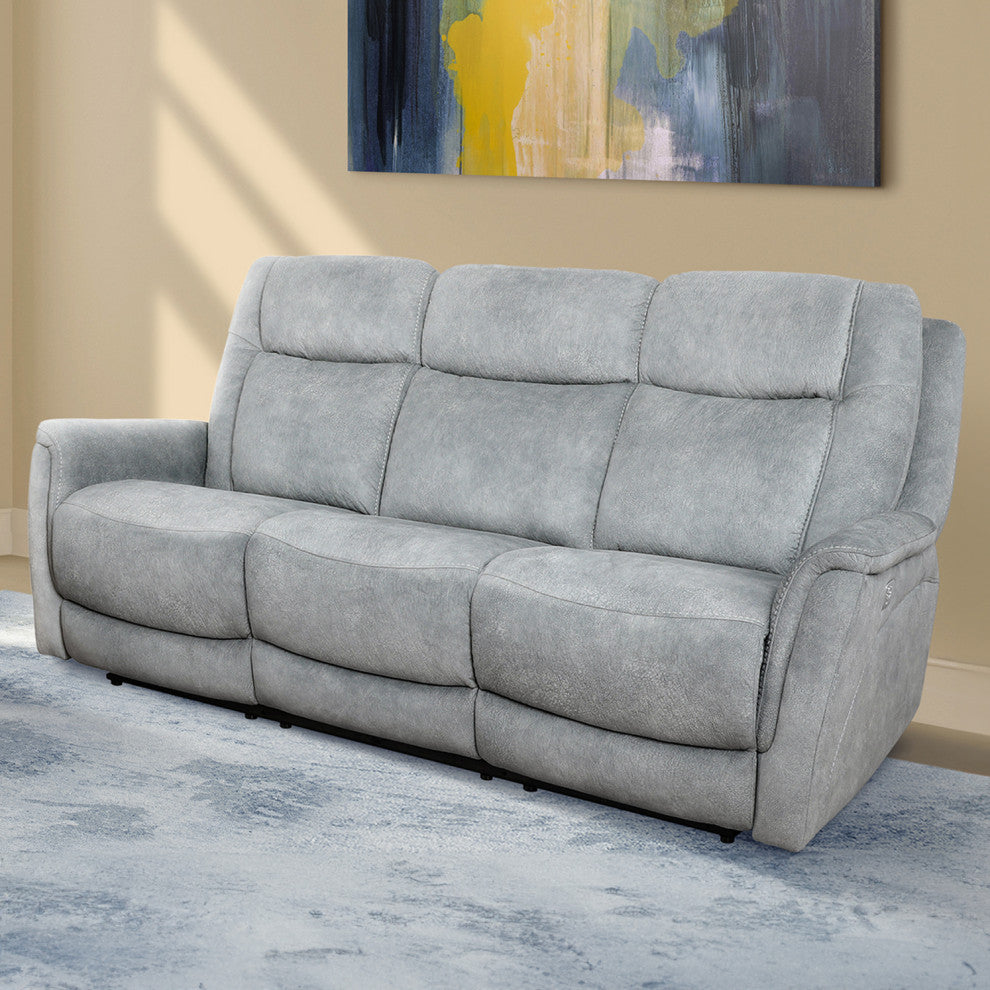 Linus Hudson Grey Power Reclining Sofa and Recliner