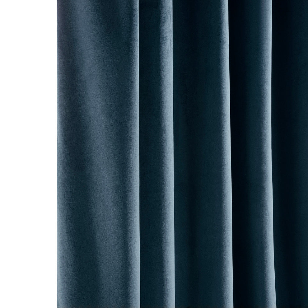 Heritage Plush Velvet Curtain Single Panel, Avalon Blue, 50"x84"
